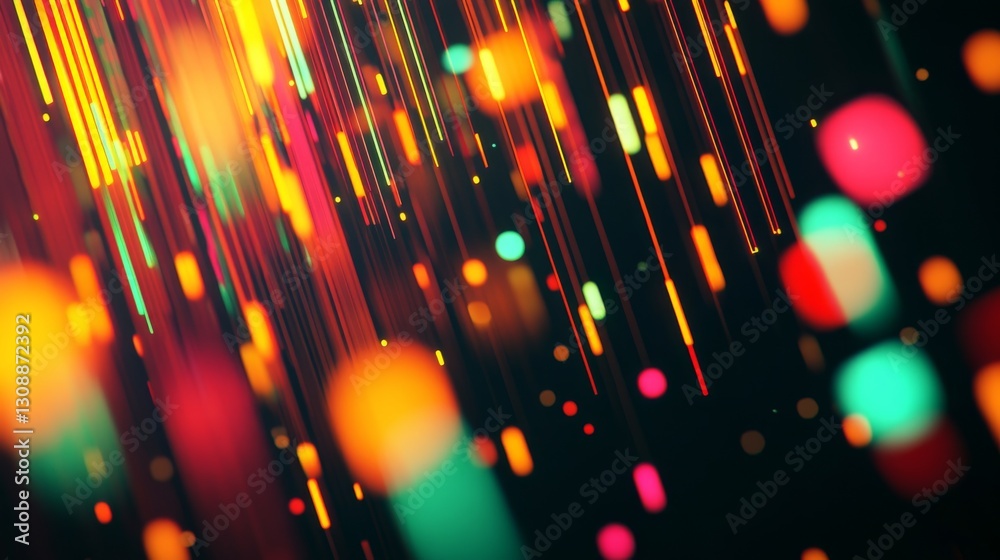 Wall mural a digital display of stock market charts with colorful lights and patterns, representing financial d