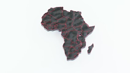 High-quality 3D animation of the African continent with a detailed map and realistic terrain. Perfect for geographic visualizations, educational projects, cartography, and digital mapping