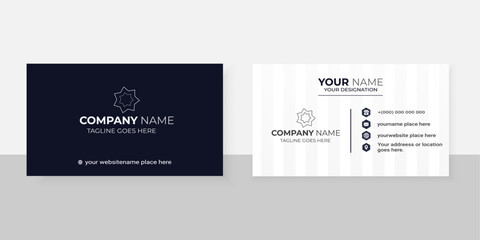 Modern, minimalistic, simple business card design templete with black and white shape.
