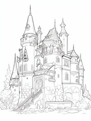 Naklejka premium Majestic castle amidst lush greenery