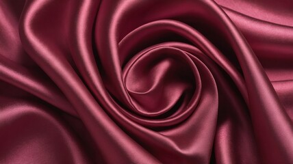 Obraz premium Crimson rose satin. Shiny smooth fabric. Soft folds. Luxury background with space for design. Web banner. Flat lay, top view table. Romance, Valentine, wedding theme.