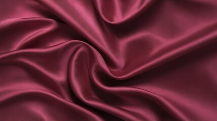 Obraz premium Deep crimson satin. Shiny smooth fabric. Soft folds. Luxury background with space for design. Web banner. Flat lay, top view table. Classic, dramatic, fashion fabric.