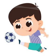 Obraz premium Boy Kicking a Soccer Ball. Kicking activity
