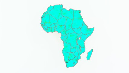 High-quality 3D animation of the African continent with a detailed map and realistic terrain. Perfect for geographic visualizations, educational projects, cartography, and digital mapping