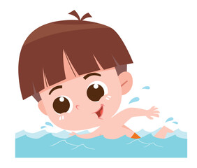 Boy Swimming in Water. Swimming activity