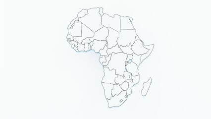 High-quality 3D animation of the African continent with a detailed map and realistic terrain. Perfect for geographic visualizations, educational projects, cartography, and digital mapping