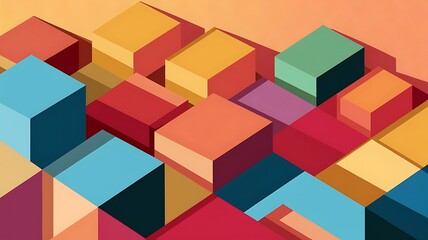 Obraz premium Geometric flat lay composition of bright colored paper