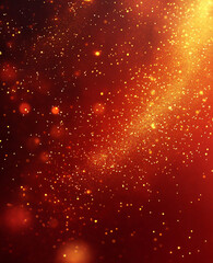 Deep red gradient background with golden particles creates a festive, luxurious mood, ideal for holiday events like Christmas, New Year, Valentine's Day, or Women's Day.
