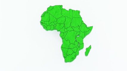 High-quality 3D animation of the African continent with a detailed map and realistic terrain. Perfect for geographic visualizations, educational projects, cartography, and digital mapping