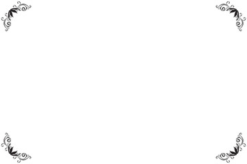 Elements of ornate vintage frames. Border black on white classic calligraphy swirls, floral motifs. Design print for greeting cards, wedding invitations, restaurant menu, royal certificates. Set 412