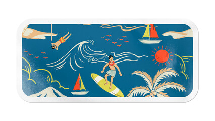 Naklejka premium PNG summer sticker, rectangle shape collage element, transparent background