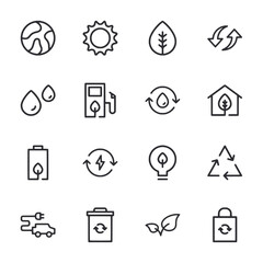 A set of icons for various environmental concepts