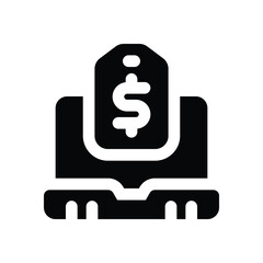 price tag glyph icon. Strong and solid vector icon for websites, mobile interfaces, presentations, and visual branding. High quality and easy to edit.