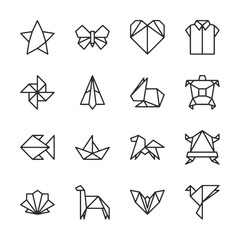 A set of black and white paper origami designs