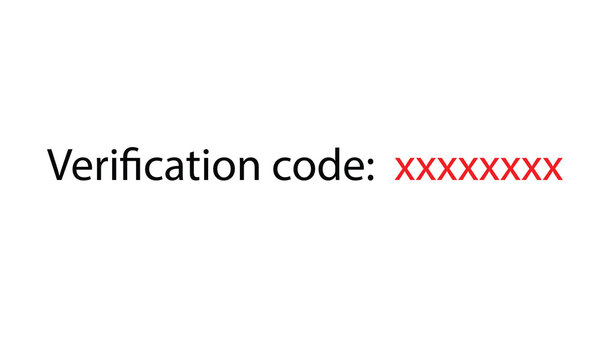 red black verification text "Verification code: XXXXXXXX"