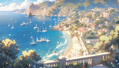 Fototapeta premium Picturesque Mediterranean Village on Cliff