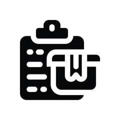 clipboard glyph icon. Strong and solid vector icon for websites, mobile interfaces, presentations, and visual branding. High quality and easy to edit.
