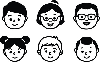 Different people faces icons. vector