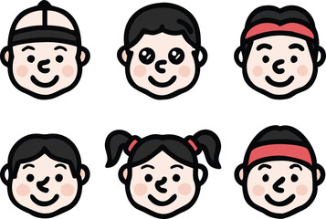 Different people faces icons. vector