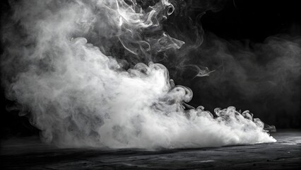 black and white photo of smoke coming out of a black background