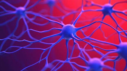 Growth mindset adaptability concept. Abstract depiction of neurons with intricate connections in vibrant colors.