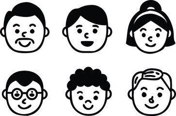 Different people faces icons. vector