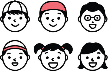 Different people faces icons. vector