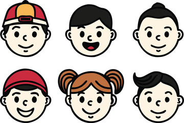 Different people faces icons. vector