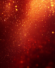 Dynamic abstract background with shimmering golden particles on a deep red backdrop, perfect for festive uses like Christmas, New Year, Valentine's Day, or Women's Day.