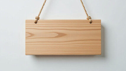 wooden sign hangs rope clean edges around