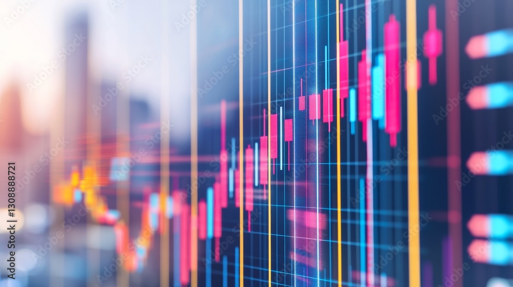 Poster planning with development strategic forecasting concept. digital stock market graph with colorful ca