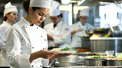 Hospital cafeteria staff preparing meals with steam rising