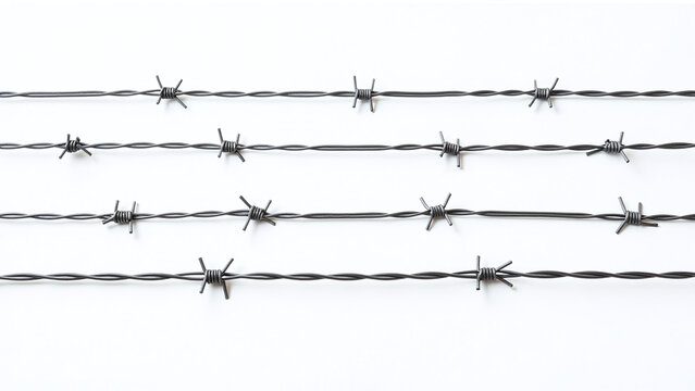 barbed wires white background set make unusable specific