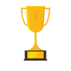 Yellow winner cup. Vector illustration isolated on white background