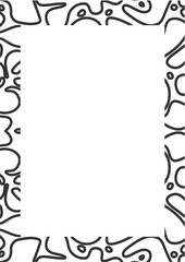 Abstract border of black and white curved lines. Border with abstract motif
