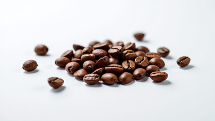 coffee beans white background pool freshly brewed