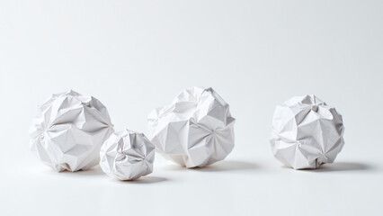 crumpled paper balls isolation white surface create visually striking image depth