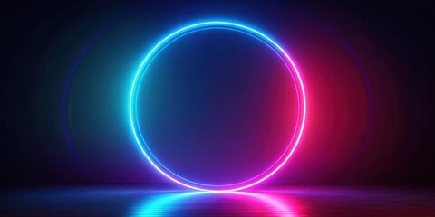 Obraz premium Glowing neon circle in a futuristic frame, frame, technology, frame