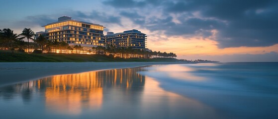 Coastal Resort Hotel Sunrise Reflection