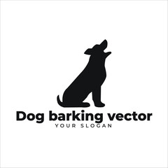 Black Silhouette Dog Barking Vector Logo Design |Minimalistic Pet Services Branding Illustration with Customizable Slogan