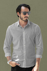 Png long sleeves shirt mockup men's casual fashion