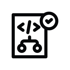 coding badge line icon. Clean and minimalist vector icon for websites, mobile apps, presentations, and logos. Fully scalable and customizable for any project.