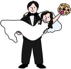 결혼식 신랑 신부(wedding day couple illustation)