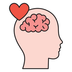 Heart Mind Thoughtful Brain with Love Concept Vector