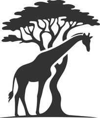 Giraffe with a tree vector
