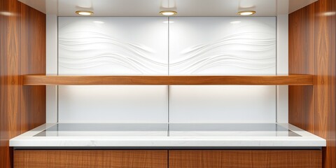 Fototapeta premium Modern Freezer Shelf Organizer with Calm Curves and Gold Accents