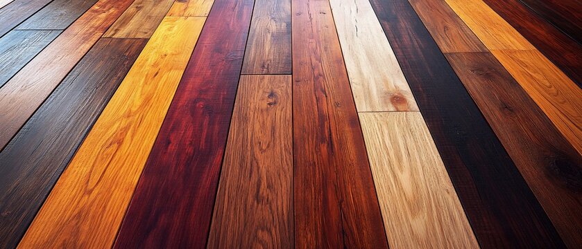 Colorful hardwood flooring samples indoors