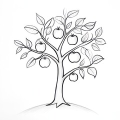 Obraz premium Simple Apple Tree Drawing
