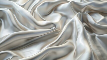 Obraz premium Close up view of luxurious flowing silver fabric