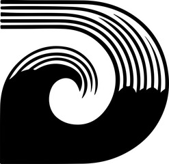 Water effect letter D logo with leading lines. Letter with geometric and wave design. Vector Illustration with the letter and creative cuts.